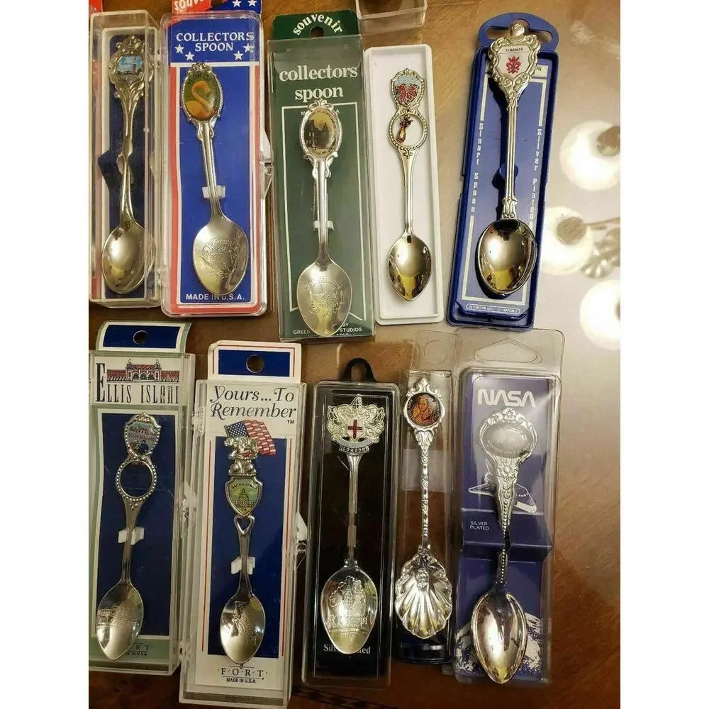 Collector Souvenir Spoon Collection Lot of 29 Silverstone USA State Foreign